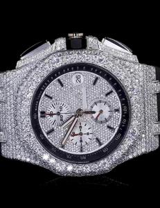 Montre chronographe blanche automatique de meilleure qualité avec sous-cadran 41mm Diamants moissanite demi-glacé de qualité supérieure Caoutchouc de meilleure qualité - Product Image 2