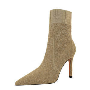 Bottines à talons aiguilles pour femmes, mode automne/hiver, à bout pointu, élastiques, motif uni - Product Image 6