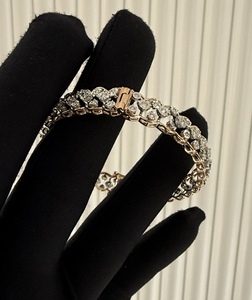 Élégant bracelet jonc en or 14K 18K avec diamant naturel taillé en brillant pour femme, cadeau certifié tiers en or blanc jaune - Product Image 3