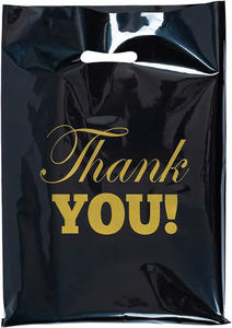 Sacs en plastique de cadeau de boutique avec le logo fait sur commande, poignées découpées avec des matrices vigoureuses - Product Image 4