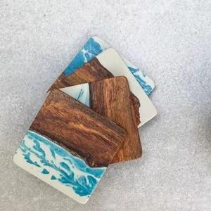 Sous-verres en bois avec dessous de verre en résine époxy pour boissons sous-verres modernes pour cuisine maison appartement cadeau de pendaison de crémaillère - Product Image 4