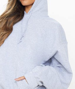 Sudadera con capucha de algodón liso 400GSM con estampado personalizado al por mayor para mujer hombro caído con cuello con capucha diseño sin cordón - Product Image 1