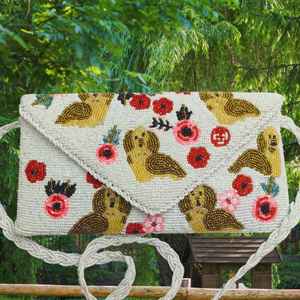 Sac à perles multicolores avec poignée, sac à main, sac à main décontracté, artisanat indien, fait à la main, sac baguette, - Product Image 2