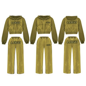 Pantalones Deportivos de Diseño Moderno con Estampado Personalizado en Tela de Felpa, el Mejor Diseño de Chándal con Capucha para Mujer - Product Image 4