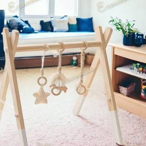 Gimnasio para bebés recién nacidos de tendencia ecológica, gimnasio encantador de ratán sostenible para bebés, gimnasio con aros de ratán en la barra del gimnasio - Product Image 6