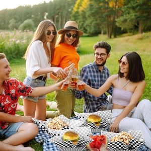 Barquettes pliables compostables de qualité supérieure et durables, 6 x 4 pouces, hauteur de 1,6 pouces, vaisselle écologique pour tacos à emporter - Product Image 3