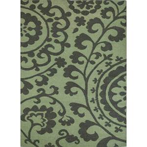 พรมปูพื้นลายดอกไม้สีเขียวแบบแบน ผลิตจากใยวิสโคสผสมขนสัตว์ รูปทรงสี่เหลี่ยมผืนผ้า เหมาะสำหรับห้องโถง ห้องนั่งเล่น หรือข้างเตียง รุ่น Dwrm-128 - Product Image 1