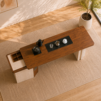 Table basse moderne en bois écologique avec tiroir de rangement et base en pierre pour salon, meubles de maison