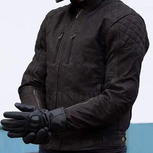 Vente en gros Veste en cuir bleu à col montant pour homme style motard Fermetures éclair coupe ajustée PU/cuir véritable Logo personnalisé OEM en vrac - Product Image 3