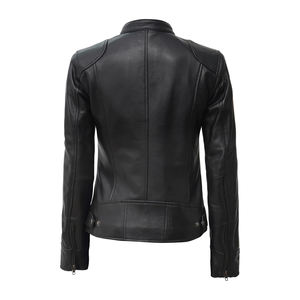 แจ็กเก็ตหนังแท้สำหรับผู้หญิง, เสื้อแจ็กเก็ตหนังแท้สีดำ100% วัสดุคุณภาพดีเยี่ยมขนาดบวก2025 - Product Image 2