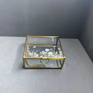 Jewelry <b>Box</b> Organizer Decorative <b>Storage</b> <b>Box</b> Brass Finish Printed Design Metal <b>Material</b> Artisan Design B354 for Rings Necklaces - Product Image 2