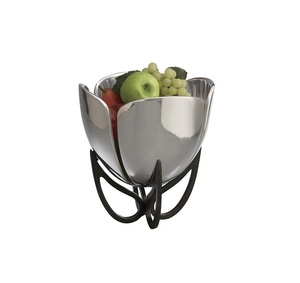 Cuenco de frutas de aluminio de diseño único con soporte de hierro negro, accesorios de mesa, cuenco para servir, superventas - Product Image 1