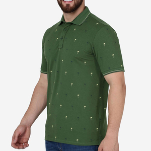 เสื้อโปโลแขนสั้นสีเขียวลายต้นปาล์ม ผ้าฝ้ายอ๊อกซ์ฟอร์ด สไตล์ลำลอง ระบายอากาศได้ดี เสื้อโปโลชาย - Product Image 4