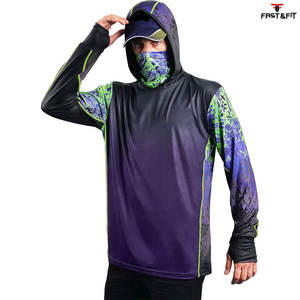 100% polyester pêche à capuche extérieur sublimé pêche à capuche séchage rapide respirant à manches longues sweats à capuche - Product Image 3