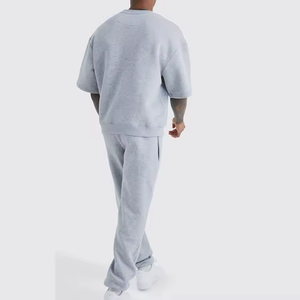 T-shirt manches courtes surdimensionné pour hommes, survêtement avec t-shirt et pantalon, ensemble 100% coton imprimé avec logo, vente en gros sur mesure OEM - Product Image 2