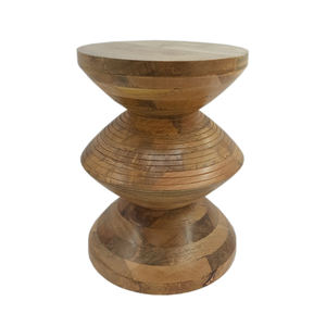 Meilleure vente Table d'appoint en bois forme ronde brun fini pour la maison salon tabouret de meuble décoratif fait à la main en vrac - Product Image 2