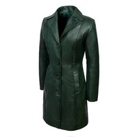 Manteau long vintage en denim en cuir d'agneau élégant pour femmes, couleur personnalisée, séchage rapide, respirant, vêtements d'extérieur d'hiver, fermeture éclair, trench