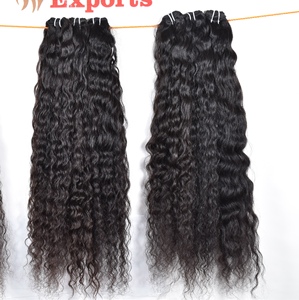 Indien brut pour les femmes noires machine double trame couleur noire naturelle faisceaux bouclés vague d'eau extensions de cheveux humains - Product Image 2