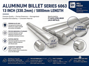 Approvisionnement direct usine – Barre d'aluminium T5 non secondaire conforme à la norme ASTM, diamètre 6063 de 13 pouces pour extrusion métallique - Product Image 2