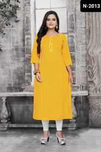 Venta al por mayor de lujo Rubi Material de algodón Pakistani Kurti Boutique Indian Party Wear Mujeres Formal Maxi Suit con Tallas grandes Kurtis - Product Image 4
