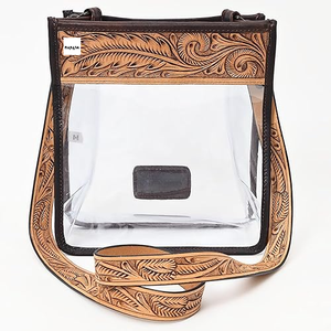 Bolso transparente con flecos de cuero tallado a mano, bolso elegante, multiusos, Color turquesa para mujer, multiusos - Product Image 5