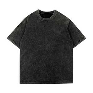 T-shirt OEM 2024 délavé à l'acide, col rond vintage, avec appliqué vieilli, effet usé, haute qualité - Product Image 6