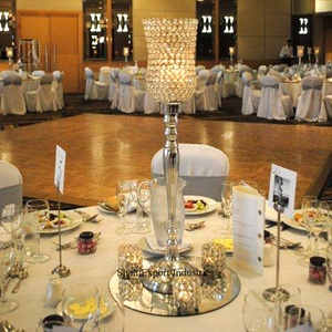 Soporte de vela de Metal alto de cristal brillante, decoración de mesa de boda de lujo para centro de mesa y recepción Hurricanes - Product Image 2