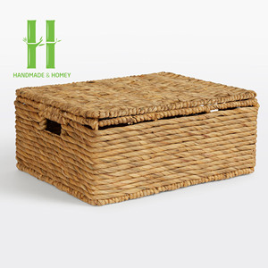 Eco-Friendly Handwoven Water Hyacinth Clothing Organizer Bohemian Style Multifunction Serving Customizable OEM Rectangle HNH - Product Image 4