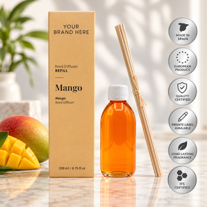 Private Label Cinnamon Orange <b>Reed</b> <b>Diffuser</b> Refill 200ml + Sticks | Citrus & Spicy Home Fragrance | OEM Manufacturer Spain - Product Image 1