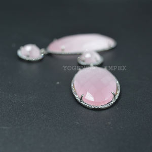 925 plata esterlina rosa claro Monalisa con CZ mujeres declaración joyería hecha a mano pendientes piedras preciosas joyería pendientes - Product Image 2