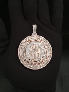 Custom Round Rotating <b>Initial</b> <b>Pendant</b> 925 Sterling <b>Silver</b> Fully Iced Moissanite Hip Hop Jewelry - Product Image 3