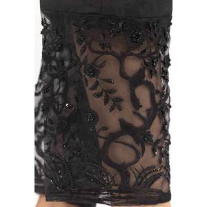 Pantalones Harem de Cintura Alta TR-21-117 en Seda Cruda Negra Bordada, Transpirables, de Crepé, para Verano - Product Image 3