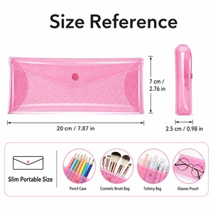 Transparante glitter PVC etui, waterdichte cosmetische borsteltas, brillendoos, opbergtas voor schrijfwaren, aangepaste logo OEM ODM - Product Image 5