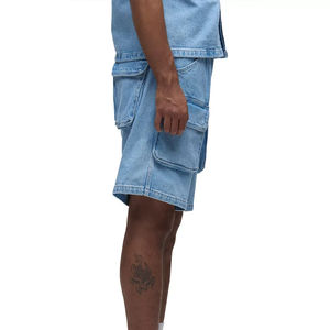 Shorts en jean délavé mi-taille pour homme, coupe droite, décontractés, en coton, pour l'été, streetwear, usage quotidien - Product Image 5