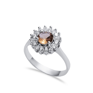 12mm corte redondo sultanita Baguette CZ piedra racimo anillo 925 anillo de plata esterlina venta al por mayor joyería turca - Product Image 1