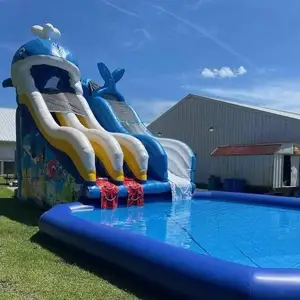 2021 tobogán de piscina más popular tobogán de agua inflable tobogán de piscina flotante con alta calidad