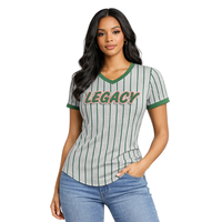 Jersey de Béisbol Gris Legacy, Ropa de Hermandad Griega, Jersey Deportivo Rosa y Verde para Mujer, Transpirable, 100% Malla