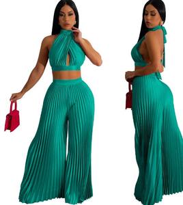 Vente en gros d'usine Vêtements pour femmes Ensemble haut et pantalon de couleur unie de haute qualité pour femmes - Product Image 2