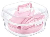 Ensemble de pique-nique Afossa en plastique, 22 pièces, assiettes, gobelets, ustensiles, pliable, léger, durable, portable, conteneur de stockage alimentaire, extérieur