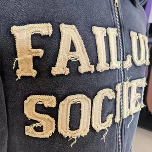 Sweat à capuche surdimensionné pour hommes de haute qualité patchs personnalisés sur le devant pull à capuche conception de fermeture éclair de détresse - Product Image 6