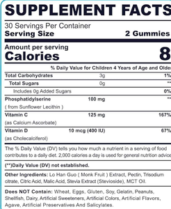 Supplement Supplement dengan Vitamin C D3 Kids Brain Gummies fokus meningkatkan konsentrasi perhatian untuk anak remaja - Product Image 2
