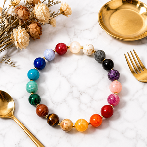 Hemasa Fashions <b>Gold</b> Tone Jade <b>Beaded</b> Bohemia <b>Bracelet</b> Natural Crystal Ball Bangle Adjustable Jewelry Gift for Women - Product Image 1