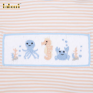 Romper de Burbujas para Bebé con Diseño de Criaturas Marinas, Hecho a Mano con Bordado Personalizado, Spandex/Algodón, Verano-BB3009 OEKO-TEX - Product Image 4