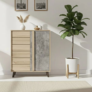 Zapatero Versátil de 2 Puertas y 4 Niveles, Diseño Simple, para Entrada, Sala de Estar, Escuela, Modelo SC219, Color Roble Sonoma Claro, Mármol Knock - Product Image 1