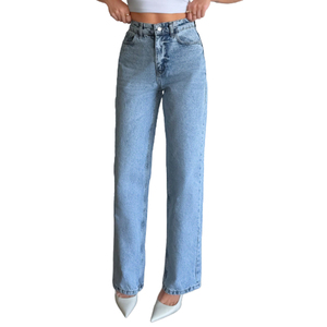 Pantalones de mezclilla para mujer Pantalones vaqueros de pierna recta de cintura alta lavados informales Pantalones vaqueros rectos antiarrugas La mejor moda para mujer - Product Image 5