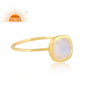Best Designer Sterling Silver 18K Gold Plated Natural Rainbow <b>Moon</b> Stone Gemstone Stackable <b>Ring</b> Demi Fine Jewelry Manufacturer - Product Image 2
