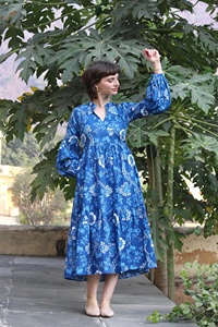 Robe indienne en coton à motifs floraux pour femmes, tenue d'été faite à la main, robes de mode décontractées - Product Image 3