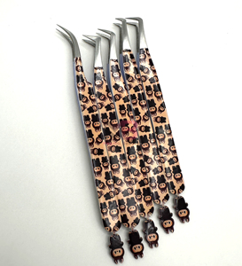 แหนบต่อขนตาสแตนเลสพิมพ์ลายตุ๊กตา2025ที่ยั่งยืนแหนบปลายแหลมแบบเรียบ - Product Image 4