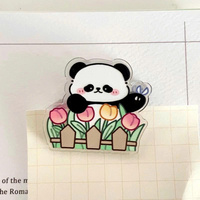 Adorable Portalápices de Acrílico Transparente con Diseño de Panda, Impresión UV, Divertido Patrón de Dibujos Animados, Herramienta de Oficina Multifuncional y Única, Práctico Portadocumentos