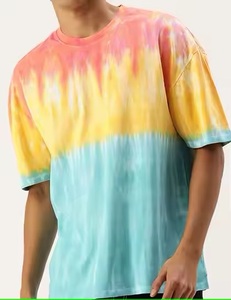 Nouveau Design en gros t-shirt sur mesure Streetwear Tie Dye t-shirts pour hommes décontracté Streetwear en gros coupé et coudre - Product Image 5